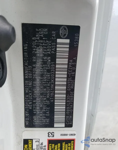 2019 Toyota Camry Xse from USA, damaged, VIN 4T1BZ1HK3KU033091